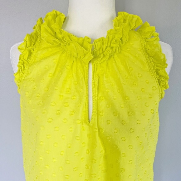 J. Crew Womens Parquet Swiss Dot Ruffle Neck Sleeveless Top Size Small 8 - Picture 3 of 7